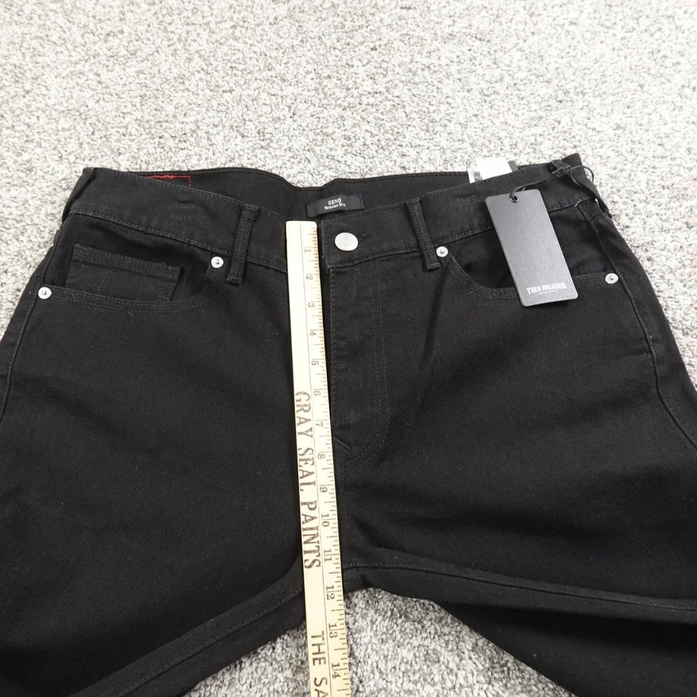 NEW True Religion Jeans Mens 36X32 Black Denim Pants Geno Relaxed Slim Straight‎